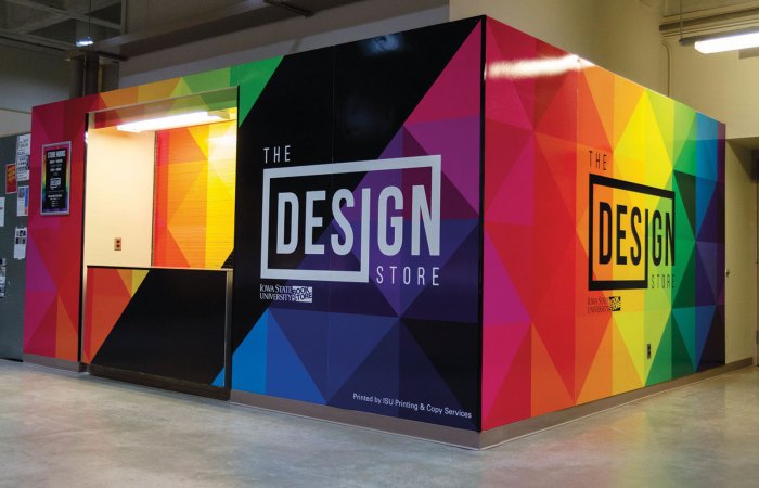 Print wall graphics store posters printing services signage banners installed printed installation table